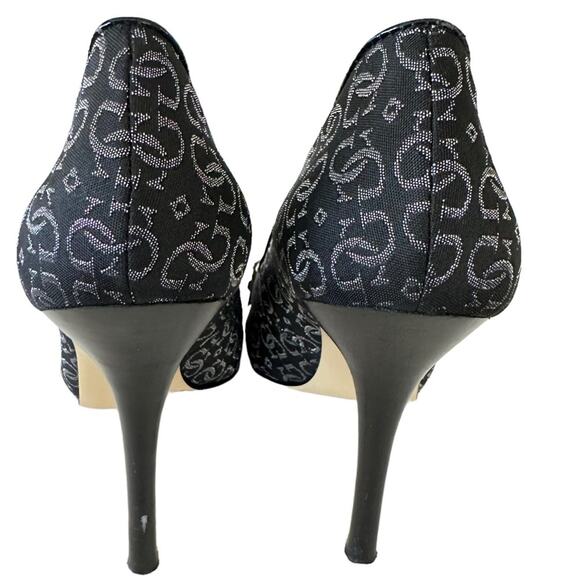 Guess signature black and silver peep toe  pumps buckle accent. Size 8 - Picture 4 of 4